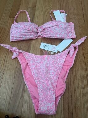 New Lilly Pulitzer let's get spotted size 12  Printed Bandeau Tie-Side Bikini